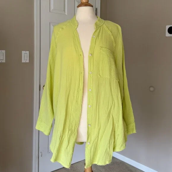 Aerie Pool to Party Cover Up Shirt Lime Slush - Picture 4 of 4